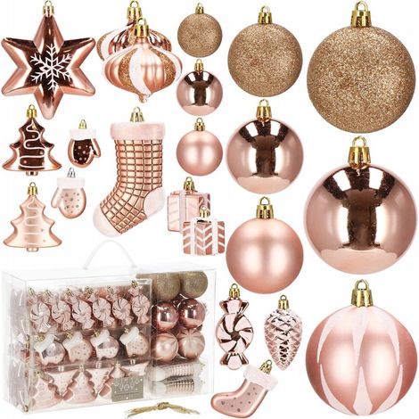 SPRINGOS Bolas para el árbol de Navidad 77 uds. Adornos de oro para el árbol de Navidad Varios adornos Conos de caramelo Paquetes de regalo Estrellas Abetos Decoración de Navidad (1/5)