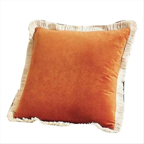 Housse de coussin décorative en velours doux, orange, 45 x 45 cm (1/5)