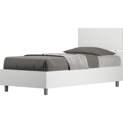 Letto Singolo 80x190 cm Senza Rete Demas Testata Dritta Bianco Frassino (1/5)