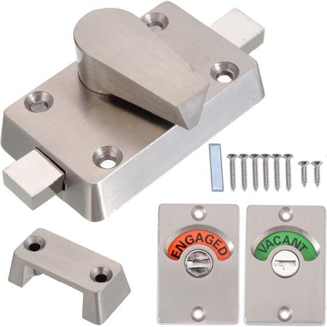 Serrure de porte de toilette, serrure de porte de cabine avec loquet indicateur indiquant la serrure pour les cabines de toilette boulon de bain serrure de toilette publique loquet vacant engagé + vis