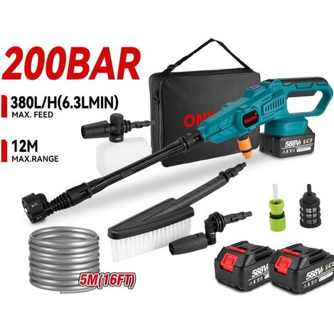 200Bar Brushless Ad Alta Pressione Lavatrice Elettrica Pistola 6IN1 Cordless Pistola A Spruzzo Attrezzi Acqua Da Giardino Per Makita Batteria Spille, Con 2 batterie