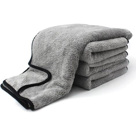 Lot de 4 serviettes en microfibre pour lavage de voiture - Super absorbantes - Chiffon de nettoyage de voiture en microfibre de qualité supérieure - Séchage unique