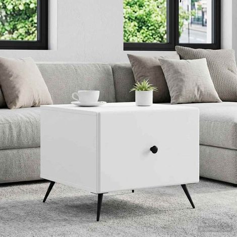 Table basse avec tiroir Blanc 49 x 50 x 40 cm Bois d'ingénierie vidaXL (1/5)