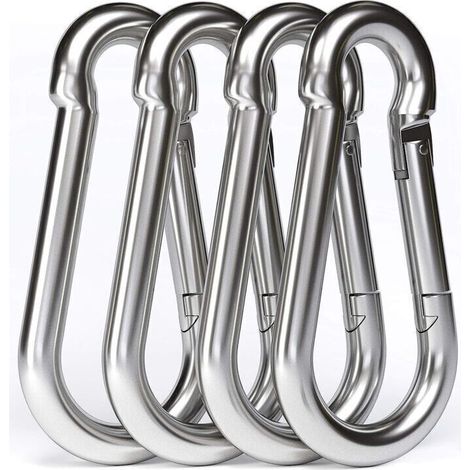 4PCS - M10 Mousqueton en Acier Inoxydable 304 - Grand Mousqueton INOX 100mm de Fixation Capacité, Crochet Mousqueton Hamc Balancoire - 100mm x φ10 mm