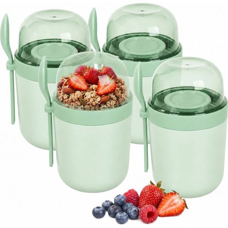 Müslibecher zum Mitnehmen, 4er-Pack, Grün, BPA-freier Kunststoff (1/5)