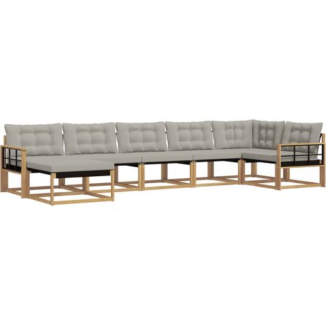 Outdoor Sofa Set 7 pcs White and Light Grey 406 x 168.5 x 73 cm vidaXL