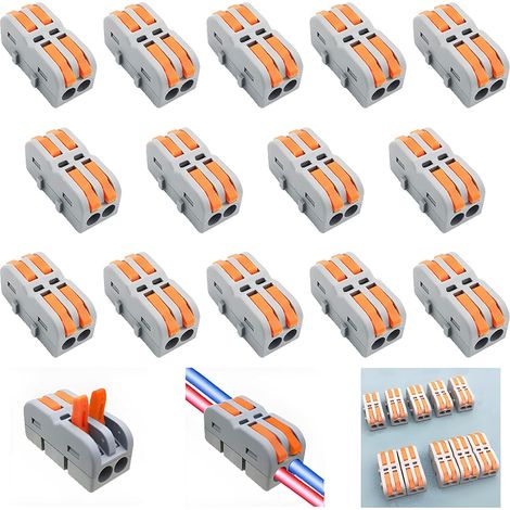 Klemmenanschluss, 14 Stück Mini-Elektro-Schnellverbinder, Elektroanschlussklemme, Kompakte Anschlussfahnen Automatischer Elektroanschluss, Frei kombinierbar (SPL-2M) (1/5)
