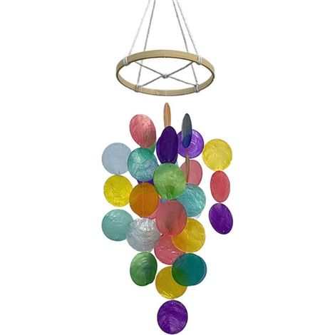 Carillon éolien en coquillage fait à la main offrant des mélodies paisibles et pour une utilisation dans les maisons, jardins ou patios (coloré) (1/5)