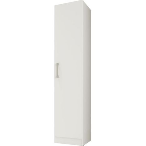 Beaux Meubles Pas Chers – Armoire blanche multifonctions 1 porte – 4 niches – Dimensions L 35 x H 160.6 x P 31.5 cm – Bois certifié FSC – Fixation murale incluse