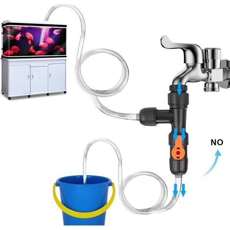 Outils de nettoyage d'aquarium Extracteur d'eau Outil de changement d'eau Changeur d'eau pour robinet Nettoyage d'aquarium facile à manipuler