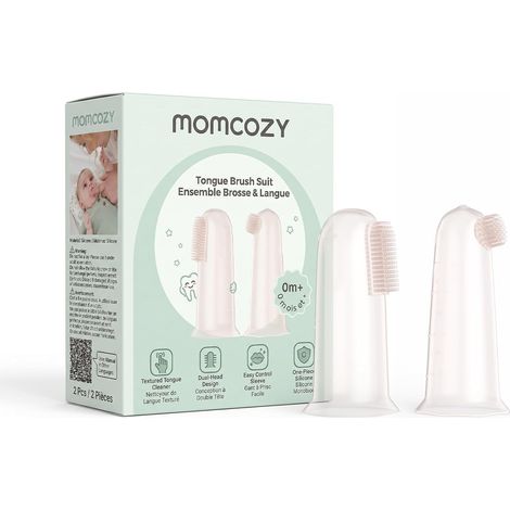 Brosse Silicone à Enfiler au Doigt, 2 Pièces Nettoyant Buccal Bébé (1/5)