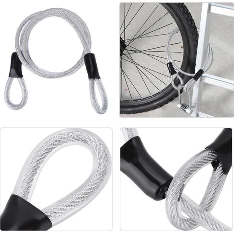 Cuerda de seguridad de acero resistente, de 120 cm de longitud, con extremos sellados y rematados con bucles, de 8 mm de diámetro. (1/5)