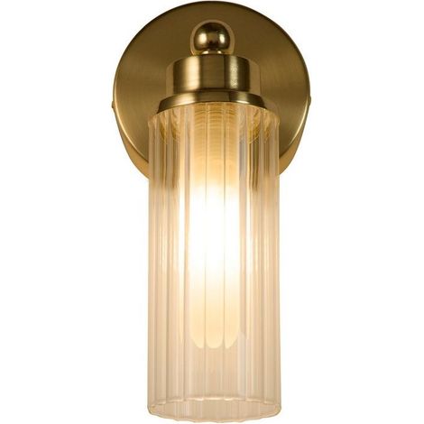 Applique salle de bain CLII laiton satiné verre strié clair G9 max 33W IP44 (1/4)