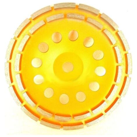 Disque Diamant, Diamant à Meuler Béton 230 x 22,2 mm Double Rangée, Meule Diamantée Universelle pour Poncer Béton, Pierre, Granit Chape, Maçonnerie, Usage Universel(Jaune)