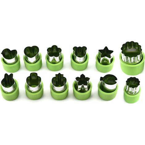 Ensemble de 12 emporte-pièces en acier inoxydable pour biscuits, fruits et légumes, idéal pour la pâtisserie. (1/5)