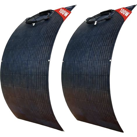 Panneau Solaire, Imperméable, Design Flexible, 2Pcs 100W Panneau (1/2)