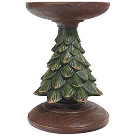Portavelas de cedro con forma de árbol de Navidad, decoración de mesa para el salón. (1/5)