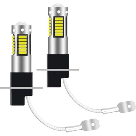 2PCS Ampoule H3 LED,H3 Ampoule de Brouillard 12V-24V Feux Anti-brouillard Auto LED 30SMD 5W 450LM Feux de Jour Feux de Brouillard DRL Voiture Ampoules (30SMD) (1/5)
