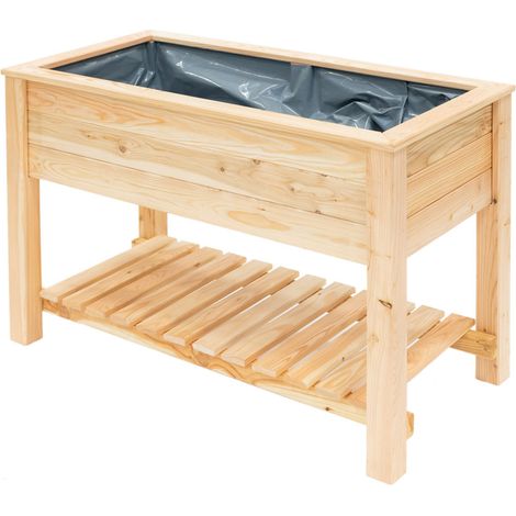 Westmann Lit surélevé en mélèze Emily avec étagère  Nature  120x65x75 cm