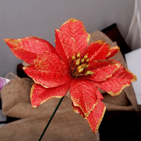 Fleur Artificielle - Tournesol À Paillettes - Décoration De Guirlande De Sapin De Noël - 14 Cm - Lot De 12 (1/3)
