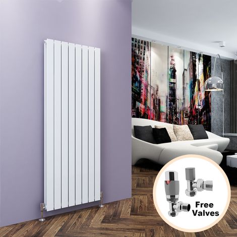 ELEGANT White Vertical Double Flat Panel Radiator 1600x608mm Designer Radiator with Chrome Thermostatic Radiator Valves (1/5)