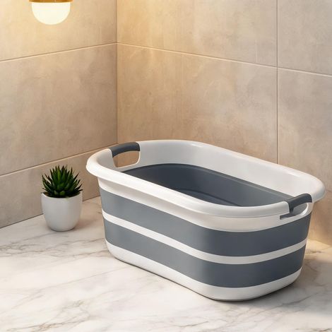 Baignoire pour chien pliable avec trou de drainage gris PP et TPE (1/5)
