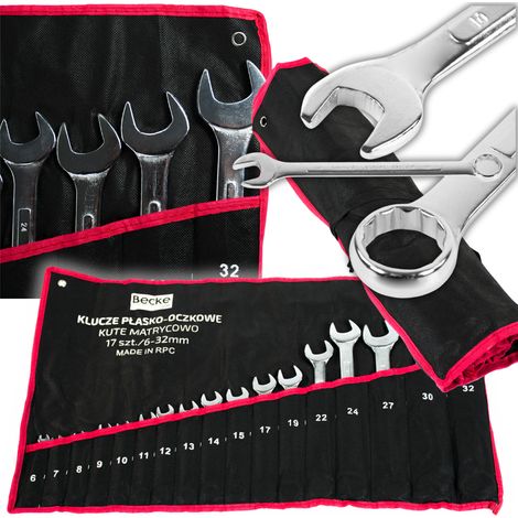 Grand coffret d'outils, clés plates 6-32, tapis, 17 pièces, double face (1/5)