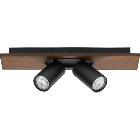 OSRAM DECOR SPOT MERCURY, 2 x 3,4W, 460lm, aspect bois, noir, spot, têtes réglables, utilisation polyvalente, spot d’intérieur, ampoules LED remplaçables, ton blanc chaud, GU10 (1/5)