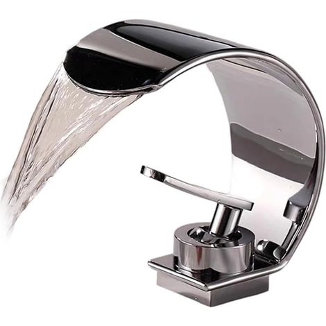 Robinet cascade pour vasque - laiton - monocommande - 3 trous (1/5)