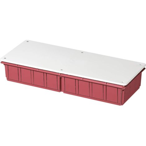 Scatola di derivazione da incasso con coperchio bianco, con paramalta in cartone, 392x152x70mm, per muratura, in tecnopolimero, arancione, serie 350 - Elettrocanali EC350C8P