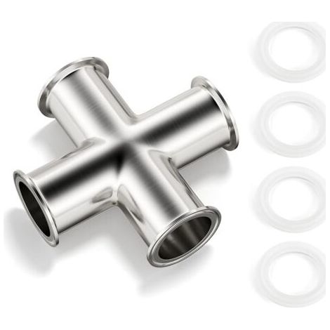 Pair Collier de serrage à 4 voies adapté à un tube de 1-1/2\" de diamètre extérieur Raccord sanitaire en acier inoxydable 304 Tri-clamp de 1,5\" Bride à ferrule de 50,5 mm (1/5)
