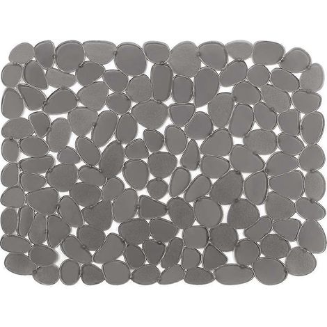 Tapis d'évier réglable en forme de selle, protecteur d'évier écologique en PVC, effet galets, tapis d'égouttage, accessoire de cuisine, gris (1/5)