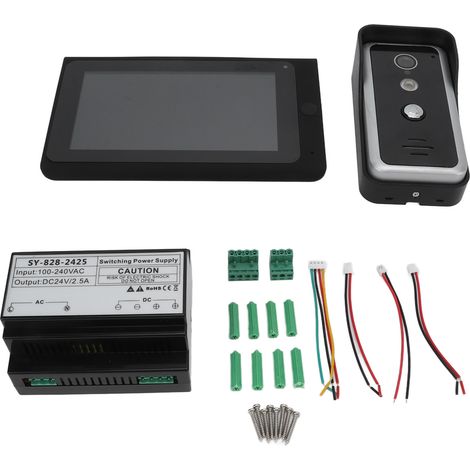 Kit Sonnette Vidéo WiFi 2 Fils 7 Pouces, Interphone 1000TVL Vision Nocturne, APP à Distance AC100-240V (1/5)