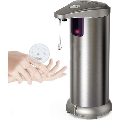 Automatic Soap Dispenser Stainless Steel No Touch Soap Dispenser with Infrared Motion Sensor, Waterproof Base, Adjustable Switch for Bathroom, Hotel, Restaurant (1/5)