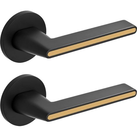 Poignée de porte intérieure - Noir et or - Mécanisme à ressort - Design moderne (1/5)