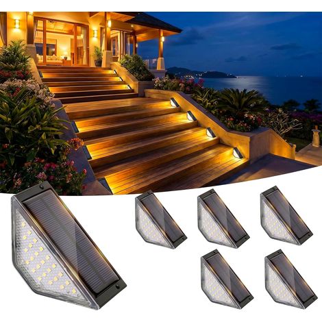 Lampe Solaire Exterieur lot de 6 Eclairage Escalier Exterieur Chaud (1/5)