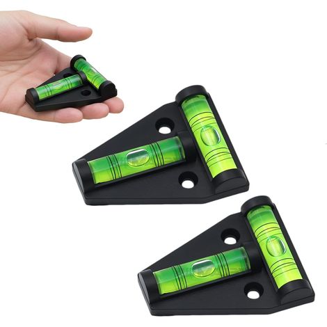Lot de 2 niveaux à bulle de type T, dispositif de nivellement à bulle à 2 voies pour camping-car, caravane, camping-car et remorque, mini indicateur de niveau croisé, outil de niveau compact, précis