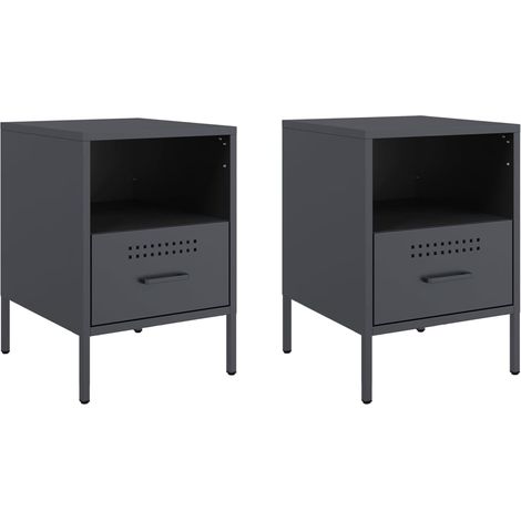 Maison Exclusive - Nachttische 2 Stk. Anthrazit 36x39x50,5 cm Sta