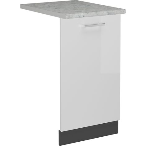 Tapa del lavavajillas R-Line, Blanco alto brillo, 45 cm , ET Mármol, Vicco