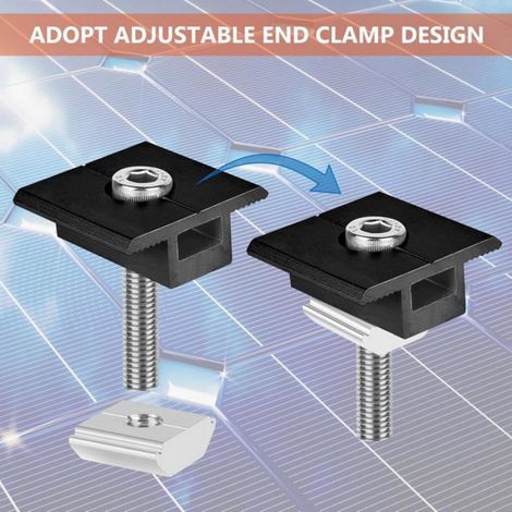 Supports Panneau Solaire Aluminium 10pcs 30mm, Montage T Photovoltaïque, Écrous Boulons Fixation (1/5)