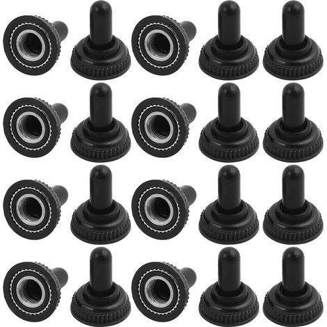20pcs Mini 6mm filetage interrupteur bascule couvercle caoutchouc noir démarrage (1/2)