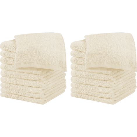 Set 18 Pezzi Lavette Asciugamani Viso Mani 100% Cotone 490 Gsm 30x30 Cm Bagno Bidet Vari Colori Morbide Assorbenti Asciugamano Spugna Ospite Panna - 30x30 cm (1/5)