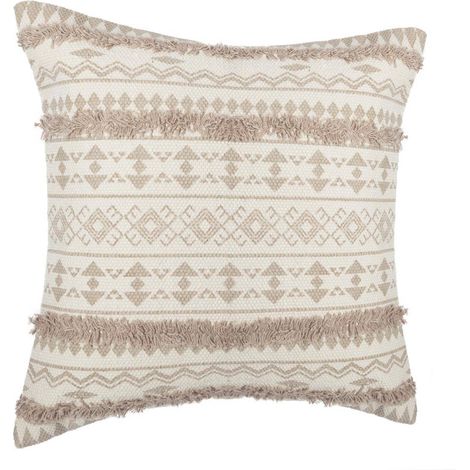 Atmosphera – Housse de coussin 40 x 40 cm en coton beige lin tufté – Déhoussable avec fermeture à glissière – Entretien facile à 30°C (1/9)