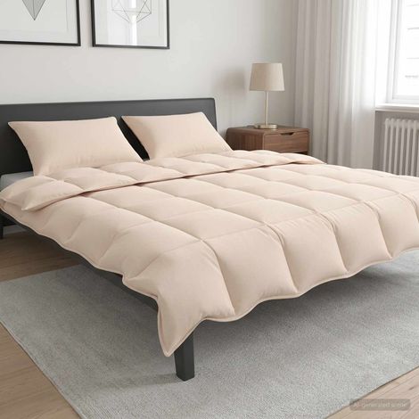 vidaXL Juego de Edredón 2 uds. 200 x 200 cm Todas las estaciones Beige (1/5)