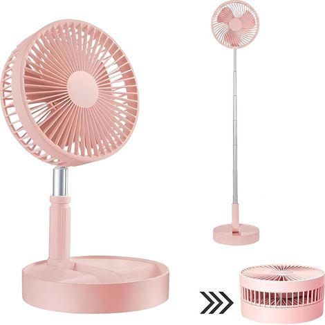 Ventilateurs portables 3 en 1 avec télécommande, 4 modes, silencieux, télescopique, ventilateur de sol et de bureau, rechargeable et réglable pour la maison, la chambre à coucher, le camping, les (1/5)