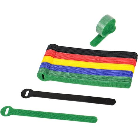 Organisateur de Câbles en Nylon Crochet et Boucle, 50 Pièces, Colliers de Serrage Réutilisables pour Gestion Facile des Cordons Bureau la Maison (1/5)
