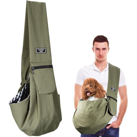 Borsa per il trasporto di cani di piccola taglia con fibbia di sicurezza per cani e altri animali domestici fino a 7,5 kg, borsa per il trasporto impermeabile per passeggiate e attività all'aperto (ve (1/5)
