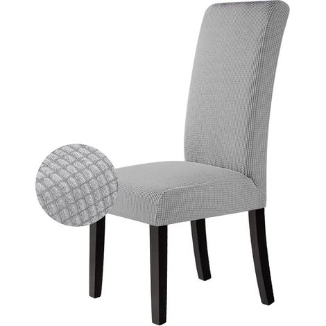 Housses de chaise, lot de 6, housses de chaise extensibles, housses de chaise élastiques en spandex, universelles, amovibles, lavables pour les fêtes d'hôtel et les banquets (argent/gris, lot de 6, M) (1/5)