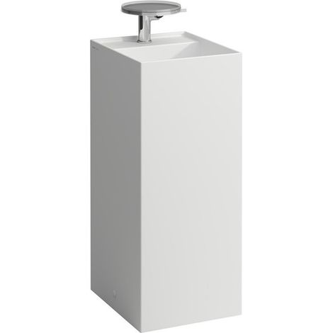 Lavabo KARTELL 375 x 435 x 900 mm, sur pied sans trop-plein, 3 trous pour robinetterie, blanc mat LAUFEN