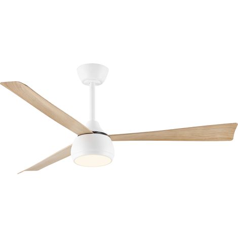 Parrot Uncle 132cm Ceiling Fan with Light, Wood Effect 3 Blade Fan with Silent DC Motor, Reversible 6 Speed LED Ceiling Fan, Remote Control for Bedroom Living Room